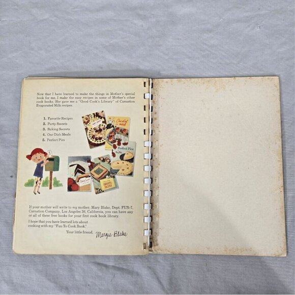 VTG Children's Fun to Cook Book Carnation Company Spiral Bound 1955 Margie Blake - Picture 7 of 7